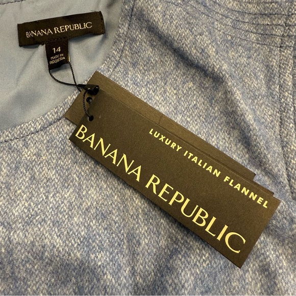 Banana Republic Italian Wool Flannel Sheath Dress Lined Blue NWT Size 14 - Picture 13 of 16
